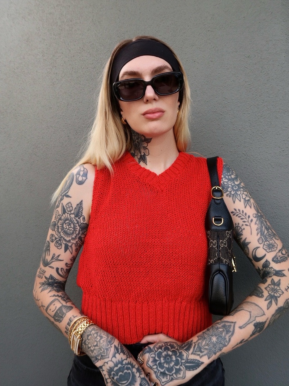 Zara knitted red top